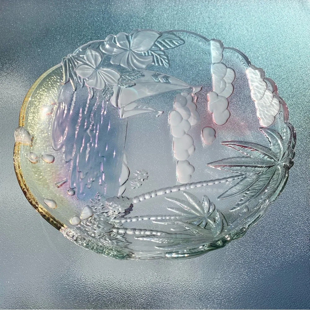 Mikasa Sunrise Bay 18-1/2” Oval Sailboat Nautical Hostess Glass Platter